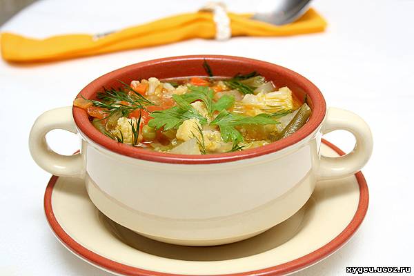 овощной суп Лето с баклажаном, корнем пастернака и манной крупой