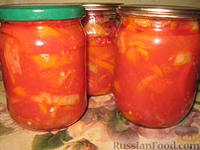 лечо по-венгерски из стручков зеленого перца с помидорами и луком
